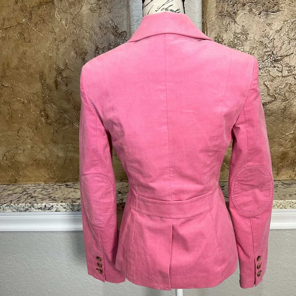 Lilly Pulitzer Corduroy Blazer Women 2 Pink Elbow Patch Barbiecore Preppy